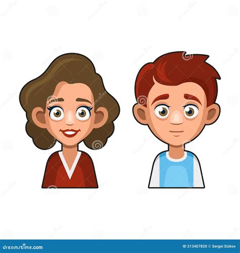 Lindo Avatar De Chica Y Chico Mujer Joven Y Hombre Dibujos Animados