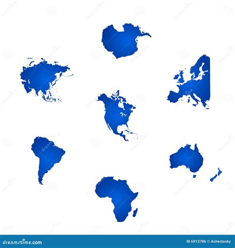 All The Six Continents Of The World Royalty Free Stock Image - Image: 6913786