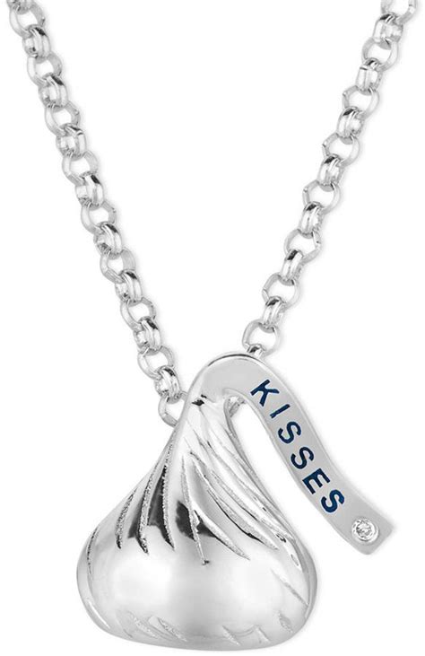 Hersheys Sterling Silver Hershey Kiss Necklace Diamond Accent Small Flat Pendant Shopstyle