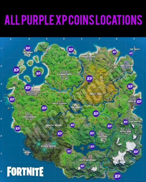 All 24 Purple Xp Coin Locations Week 1 6 Fortnite Chapter 2 Season 2