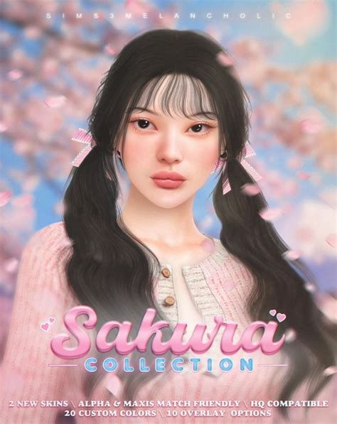 🌸 Sakura Collection 2 New Skins And Overlays Base Sims 🌸