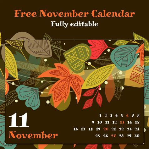 Free Printable November Calendar – MasterBundles