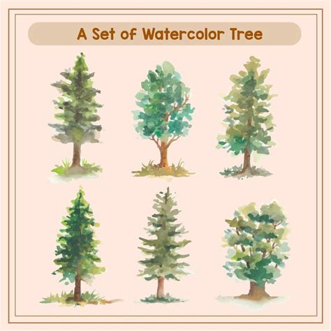 a set of of watercolor tree illustration 12000956 Vector Art at Vecteezy