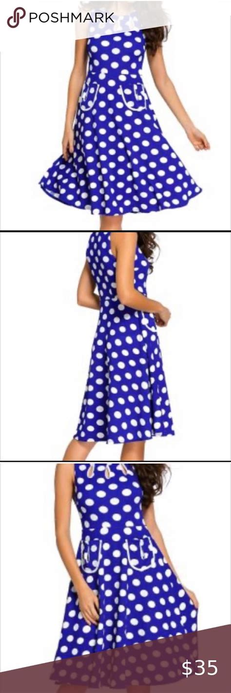 🎉host Pick🎉 Blue Polka Dot Bohemian Dress Clothes Design Houndstooth Dress Lace Dress With