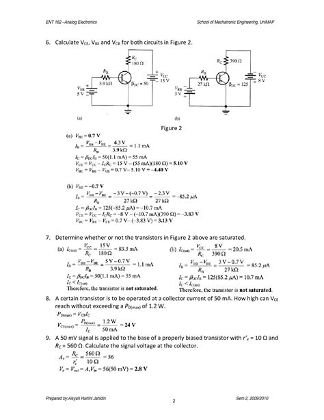 Solution Ent Bjts Transistor Bias Circuits Bjt Amplifiers Fets And