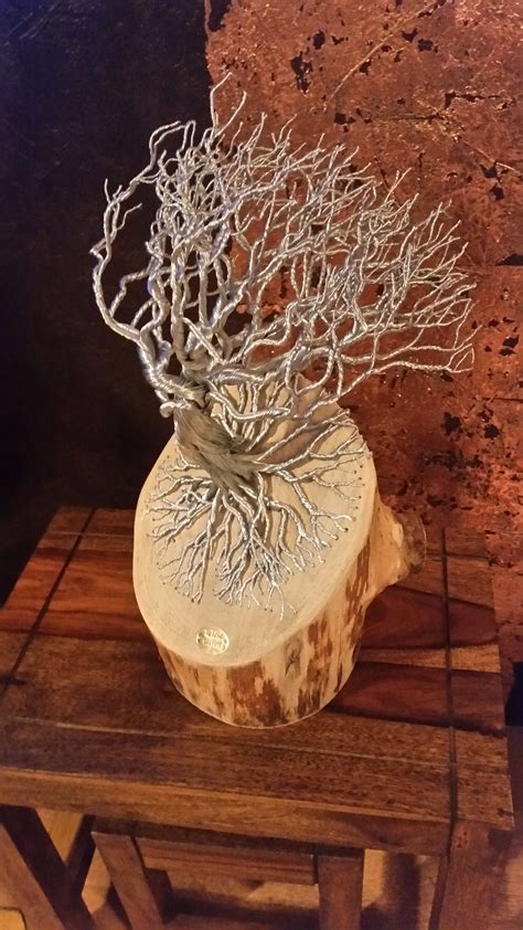 Large Steel Windswept On Ash Metal Tree Bonsai Design