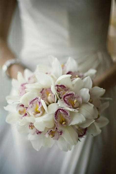 Stunning Bridal Bouquet Showcasing White Pink Cymbidium Orchids Orchid