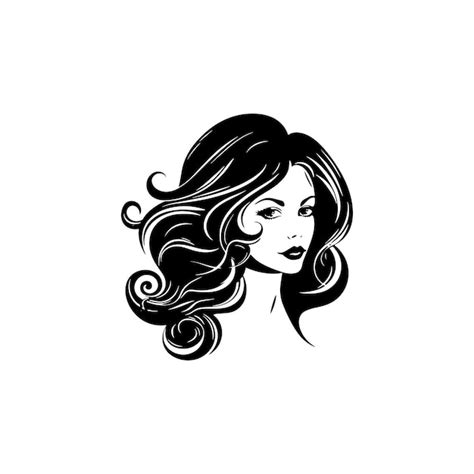 A Vector Illustration Iconic Logo Of Beauty Salon Girl With White