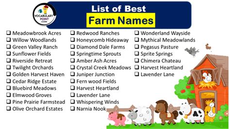 250+ Best Farm Names (Whimsical, Funny & Rustic) - Vocabulary Point