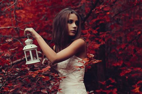 Wallpaper Face Fall Leaves Women Outdoors 500px Model Depth Of