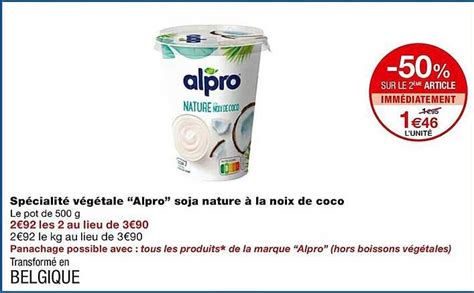 Promo Sp Cialit V G Tale Alpro Soja Nature La Noix De Coco Chez