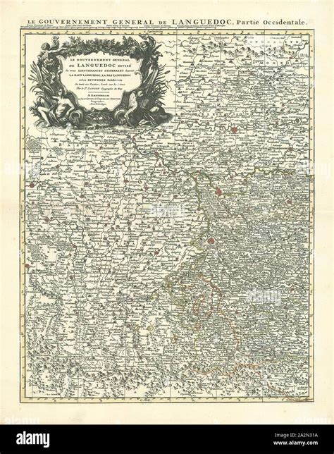 Map Le Gouvernement General De Languedoc Copperplate Print Stock