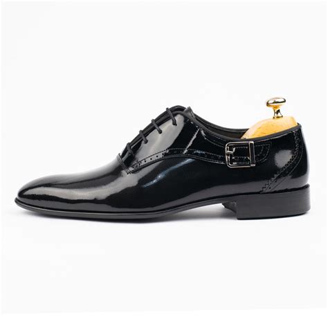 Kids Genuine Black Patent Leather Laced Up Shoes Stanlion