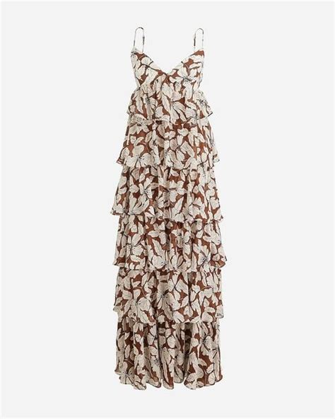 J Crew Collection Ruffle Tier Dress In Natural Lyst