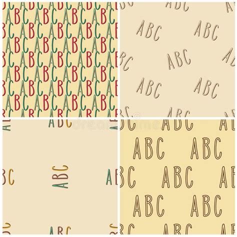 Hand Drawn Abc Seamless Patterns Set Stock Vector Illustration Of