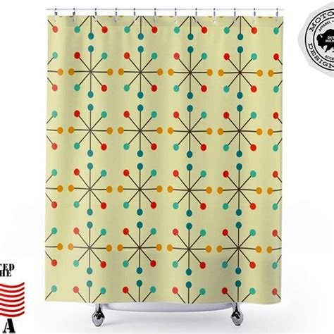 Mid Century Modern Shower Curtain Etsy