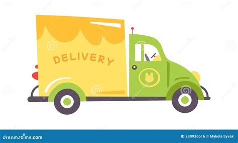 Cartoon Delivery Truck stock vector. Illustration of service - 280936616