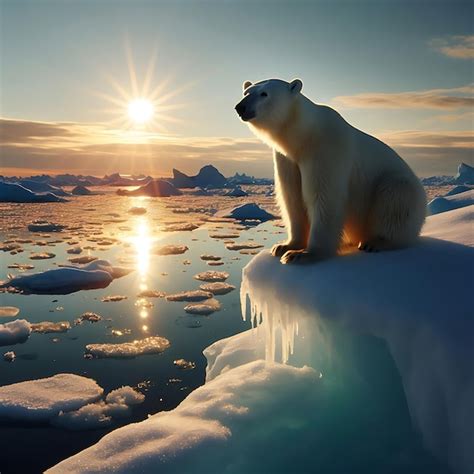 Premium Photo A Polar Bear And Her Cubs On The Edge Of An Ice Floe