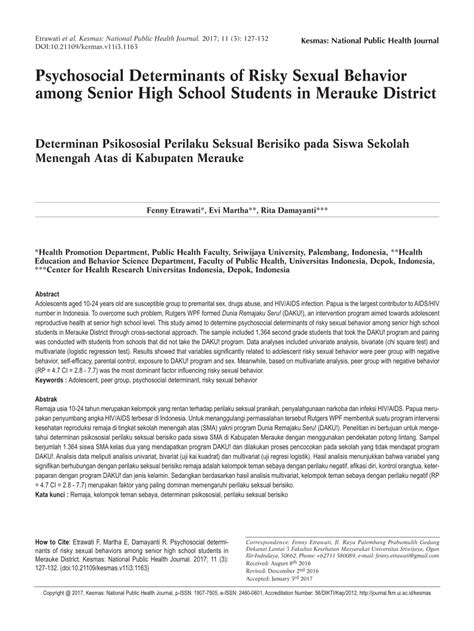 Pdf Psychosocial Determinants Of Risky Sexual Behavior Among Senior