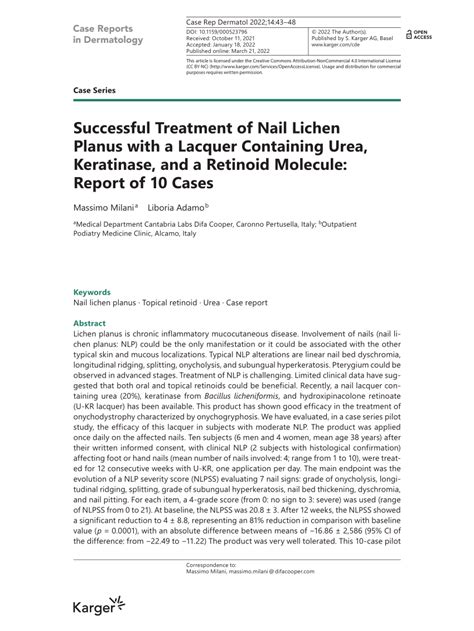 Pdf Successful Treatment Of Nail Lichen Planus With A Lacquer