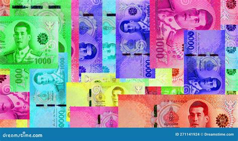 Thai Baht 1000 THB Banknotes Abstract Color Mosaic Pattern Stock ...