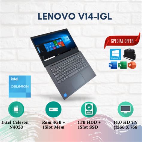 Promo Laptop 5 Jutaan Lenovo V14 Igl Intel Celeron N4020 Ram 4gb