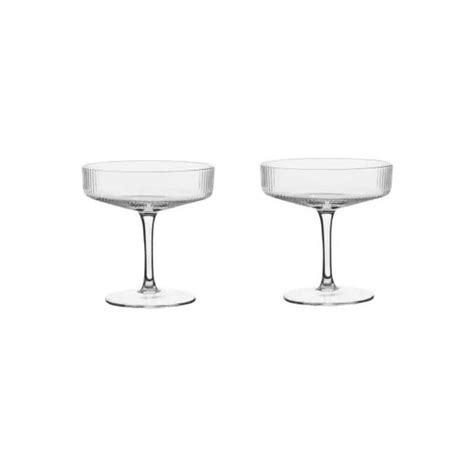 Ripple Ribbed Champagne Saucer Cocktail Glasses Martini Set Of Etsy