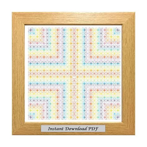 Rainbow Blackwork PDF Pattern Cross Stitch Chart Instant Printable