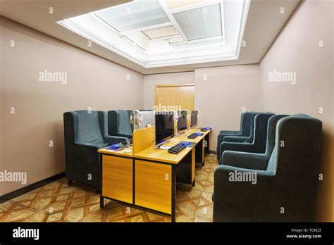 Modern Internet Cafe Interior Stock Photo Alamy