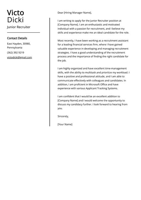 Junior Recruiter Cover Letter Example Free Guide