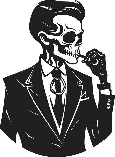 Stylish Smoke Break Badge Vector Design For Gentleman Skeleton Icon