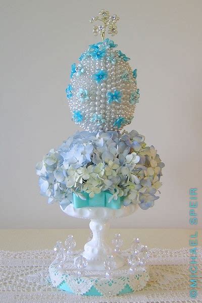 Pearl Studded Faberge Easter Egg Topiary Detail Crystal Centerpieces