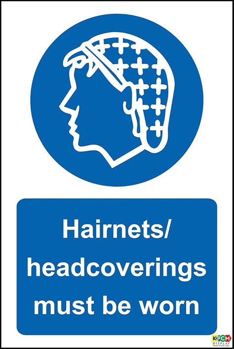 Hygiene Catering Hairnets Head Coverings Must Be Worn Safety Sign Self Adhesive Sticker 300mm