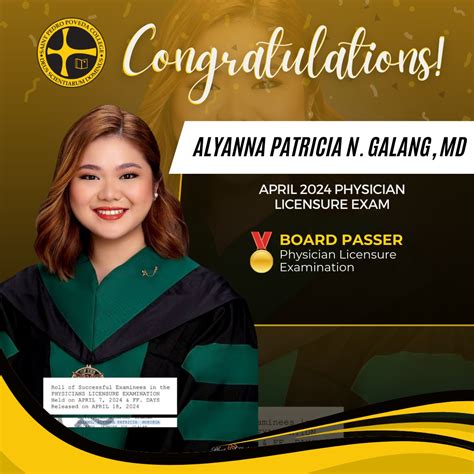 Physician Licensure Examination 2024 Dr Alyanna Patricia N Galang Saint Pedro Poveda