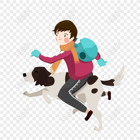 Free Boy Riding Dog Pattern Elements, Boy, Animal, Puppy PNG White Transparent PNG & PSD image ...