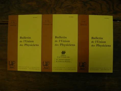 Bulletin De L Union Des Physiciens N Lot De Revues