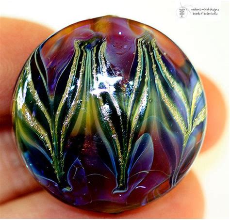 Glass Lampwork Bead Kalypso Feathers Button By Radiantmind On Etsy Lampwork Beading