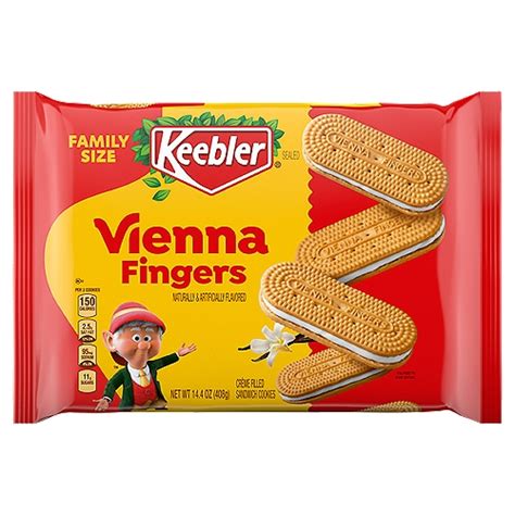 Keebler Vienna Fingers Vanilla Fudge Crème Filled Sandwich Cookies Family Size, 14.4 oz