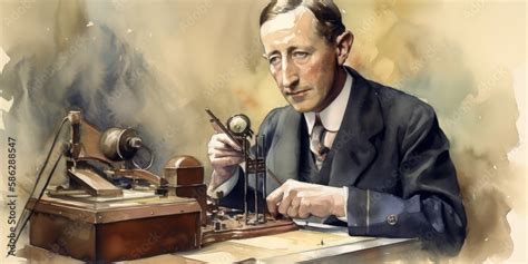 Guglielmo Marconi As He Successfully Sends The First Radio Signal