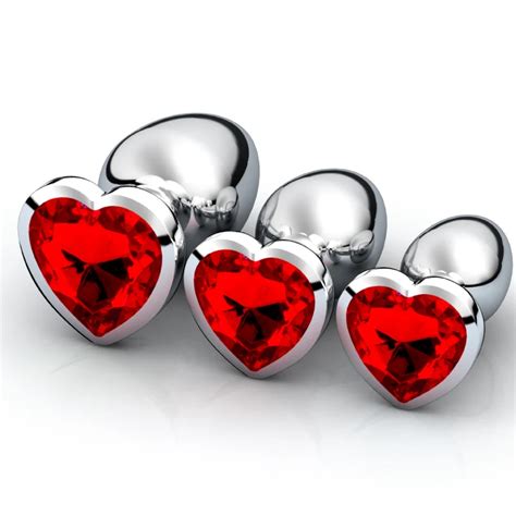 Sizes Anal Plug Heart Shaped Stainless Steel Crystal Anal Plug Removable Butt Plug Stimulator