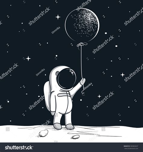 Adventure Astronaut On Mooncute Spaceman Keeps Stock Vector Royalty