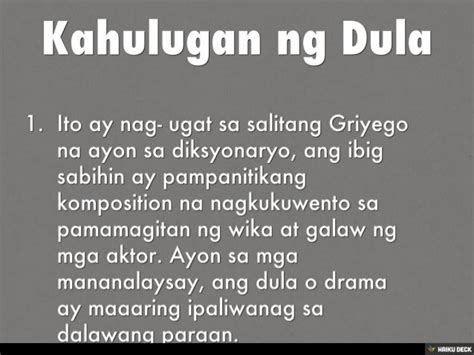 Kahulugan Ng Dula