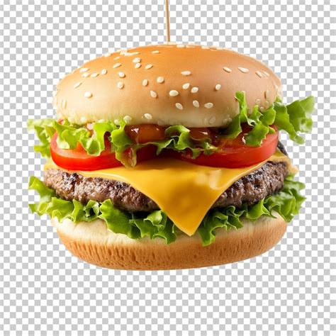 Premium Psd Classic Tasty Cheeseburger Is Isolated On Transparent