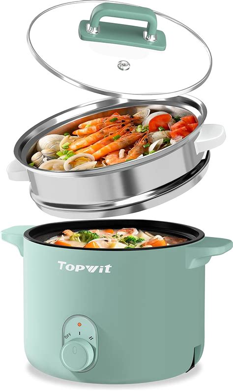 Amazon Topwit Electric Pot With Steamer L Non Stick Ramen Cooker Hot Pot Electric