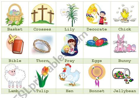 Easter Cut And Paste Flash Cards Easter Activity 4 5 ESL