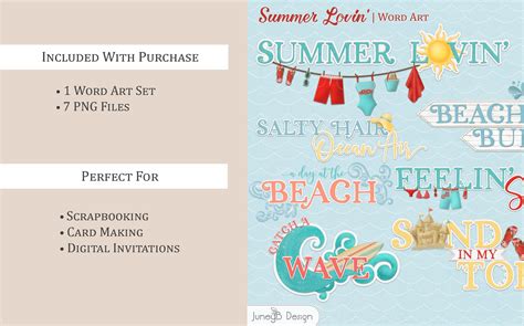 Beach Word Art Summer Word Art Digital Word Stickers Etsy