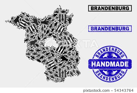 Handmade Composition Of Brandenburg Land Map Stock Illustration