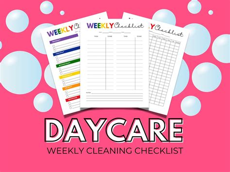 Daycare Weekly Cleaning Checklist Daycare Cleaning Schedule Cleaning ...