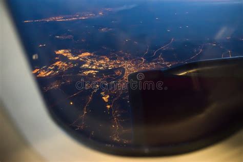 Night view Out of Airplane stock photo. Image of city - 35808252