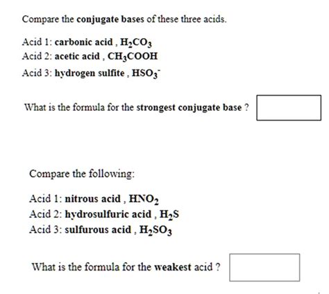 SOLVED Compare The Conjugate Bases Of These Three Acids Acid 1